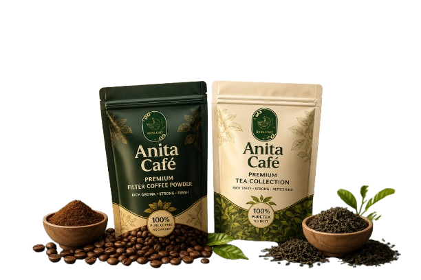 Anita Cafe premium coffee and tea collection in a sunrise plantation